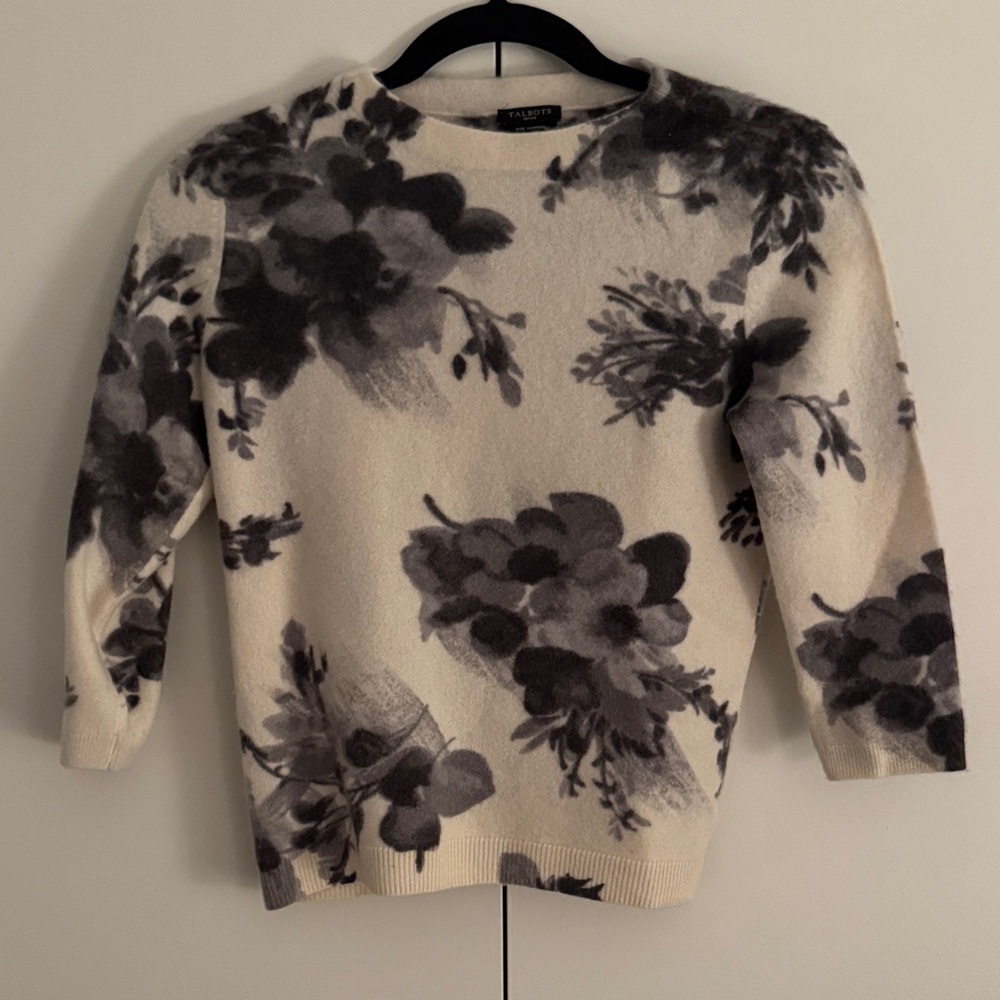 Talbots Cashmere Sweater in Black and Cream